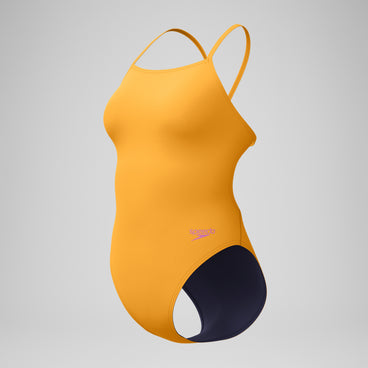 Women's Solid V-Back One Piece Orange