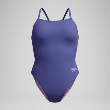 Women's Solid V-Back One Piece Blue