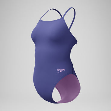 Women's Solid V-Back One Piece Blue