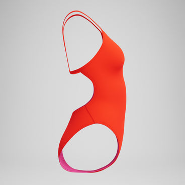 Women's Solid V-Back One Piece Orange