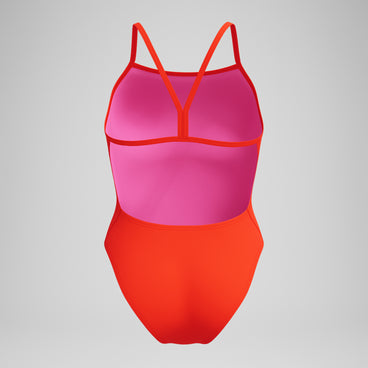 Women's Solid V-Back One Piece Orange