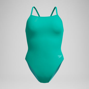 Women's Solid V-Back One Piece Green