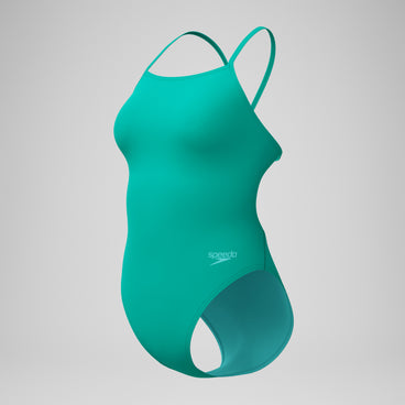 Women's Solid V-Back One Piece Green