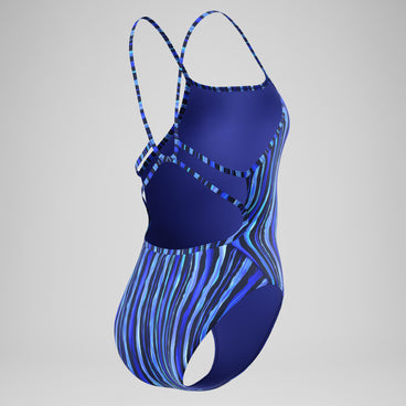 Women's Club Training Printed Web Back Swimsuit Navy/Blue