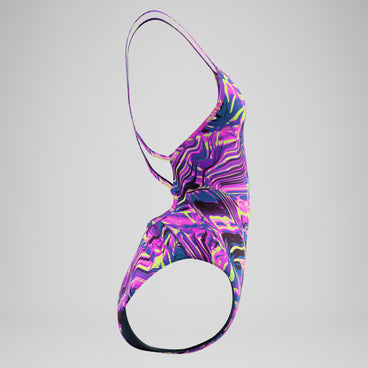 Women's Club Training Printed Web Back Swimsuit Pink/Navy