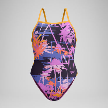 Women's Printed Web Back One Piece Purple