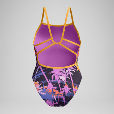 Women's Printed Web Back One Piece Purple