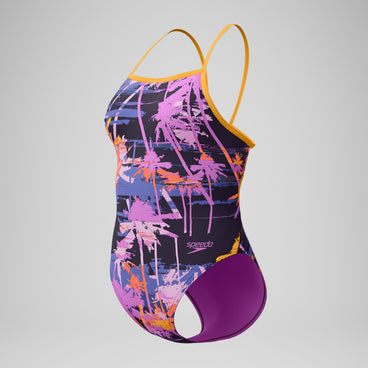 Women's Printed Web Back One Piece Purple