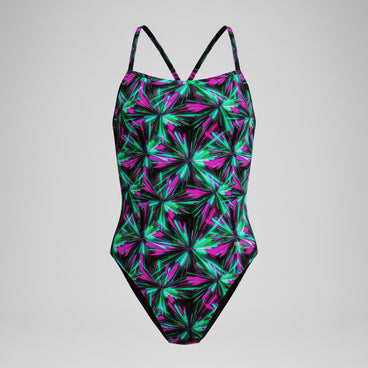 Women's Club Training Printed V-Back 2.0 Swimsuit Green/Black