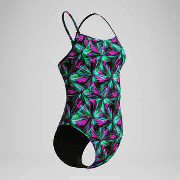Women's Club Training Printed V-Back 2.0 Swimsuit Green/Black