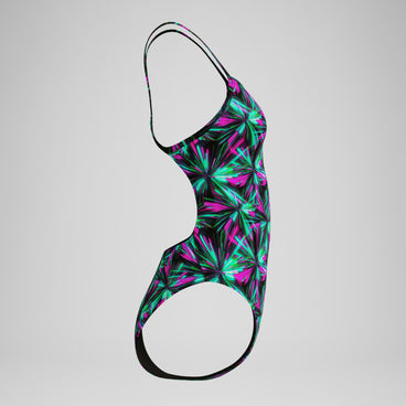 Women's Club Training Printed V-Back 2.0 Swimsuit Green/Black