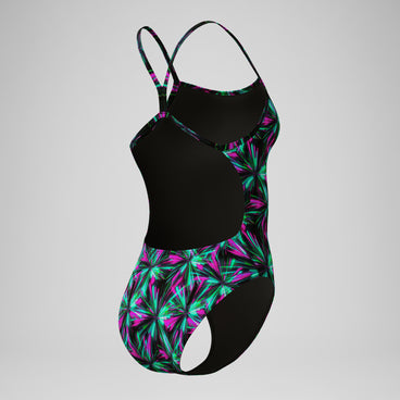 Women's Club Training Printed V-Back 2.0 Swimsuit Green/Black