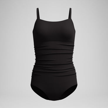 Women's Adjustable SolidShirred One Piece Balck Black