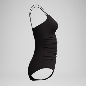 Women's Adjustable SolidShirred One Piece Balck Black