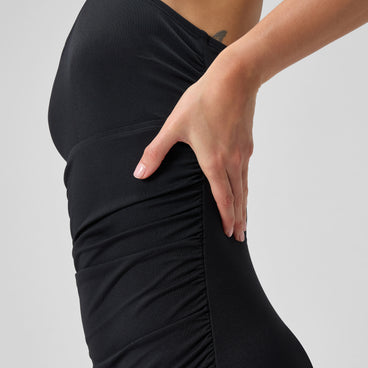 Women's Adjustable SolidShirred One Piece Balck Black