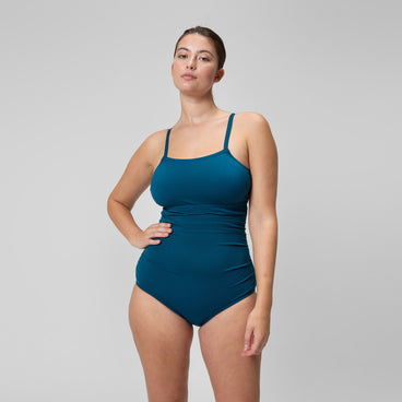 Women's Adjustable SolidShirred One Piece Green