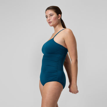 Women's Adjustable SolidShirred One Piece Green