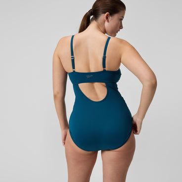 Women's Adjustable SolidShirred One Piece Green