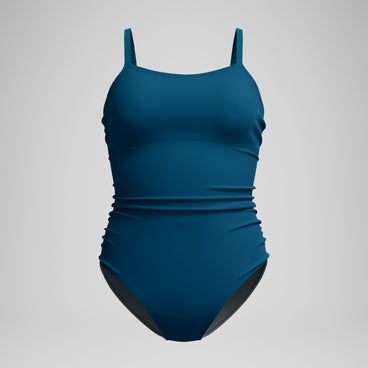 Women's Adjustable SolidShirred One Piece Green