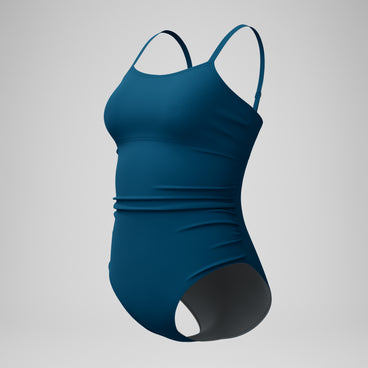 Women's Adjustable SolidShirred One Piece Green