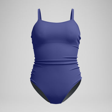 Women's Adjustable SolidShirred One Piece Blue