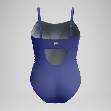 Women's Adjustable SolidShirred One Piece Blue
