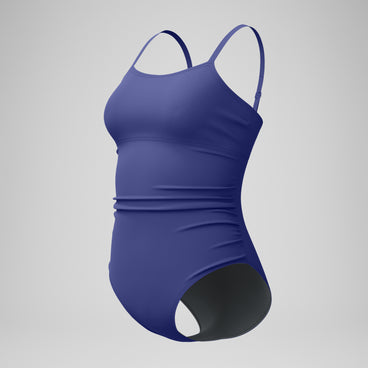 Women's Adjustable SolidShirred One Piece Blue