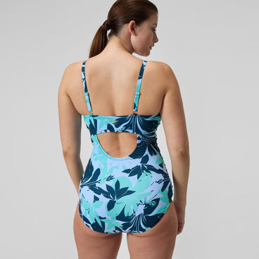 Women's PrintedShirred Tank One Piece Green