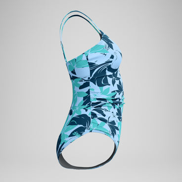 Women's PrintedShirred Tank One Piece Green