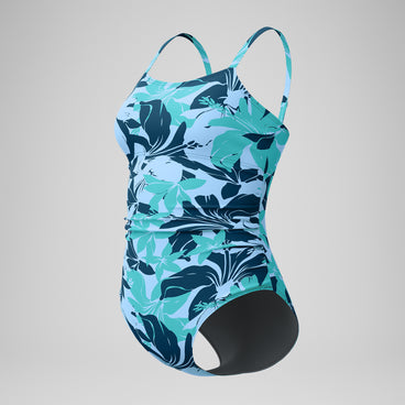 Women's PrintedShirred Tank One Piece Green