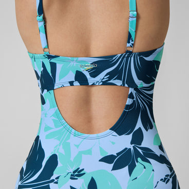 Women's PrintedShirred Tank One Piece Green