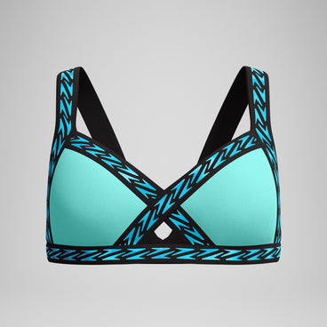 Women's FLU3NTE Logo Elastic Bikini Top Turquoise