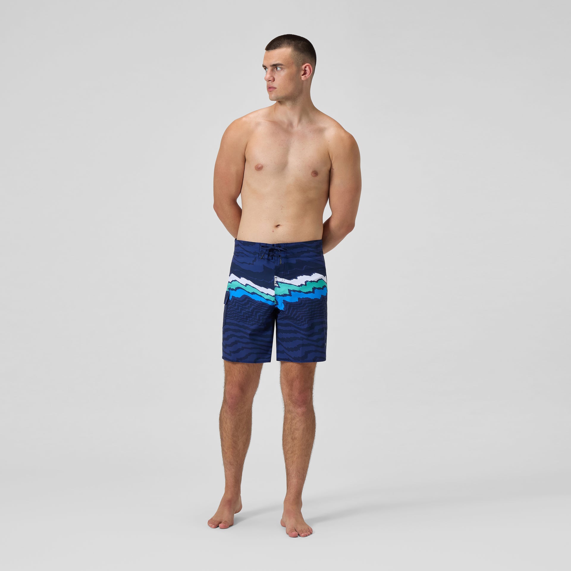 Lookout Printed Swim Shorts Navy Blue