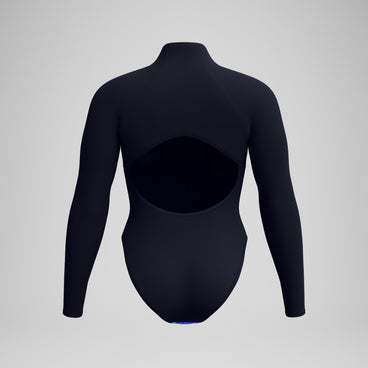 Women's Printed Long Sleeve Zip One Piece Black/Blue