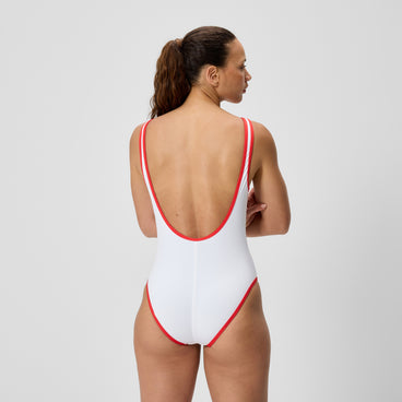 Women's Jetstream Solid Bound Scoop Swimsuit Red/White