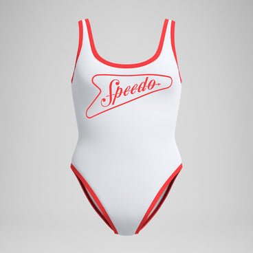 Women's Jetstream Solid Bound Scoop Swimsuit Red/White