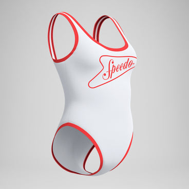 Women's Jetstream Solid Bound Scoop Swimsuit Red/White