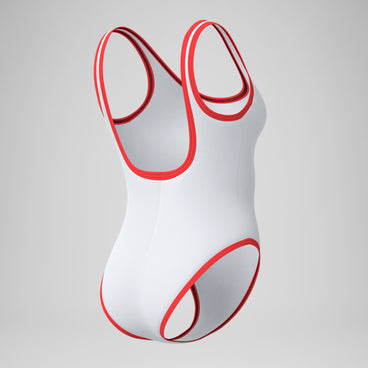 Women's Jetstream Solid Bound Scoop Swimsuit Red/White