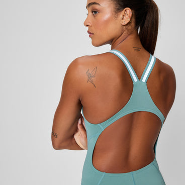 Women's V Class Performance Back Swimsuit Storm Green