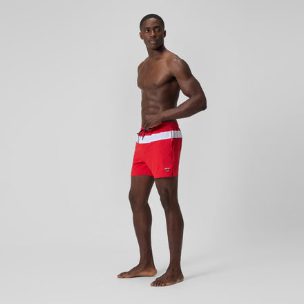 Men's Jetstream Striped Colourblock Swim Shorts Red/White