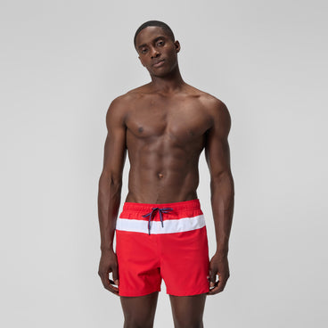 Men's Jetstream Striped Colourblock Swim Shorts Red/White