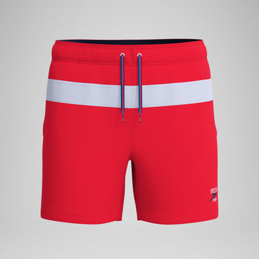 Men's Jetstream Striped Colourblock Swim Shorts Red/White