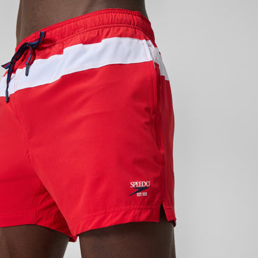 Men's Jetstream Striped Colourblock Swim Shorts Red/White