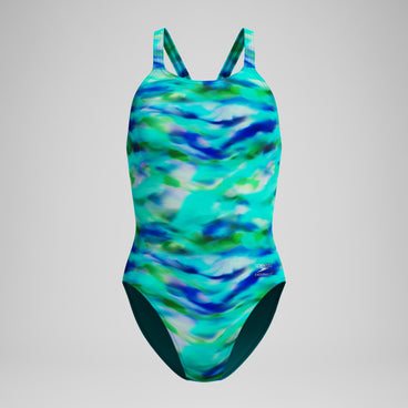 Women's Allover Leaderback Swimsuit Sunset Grove/Green