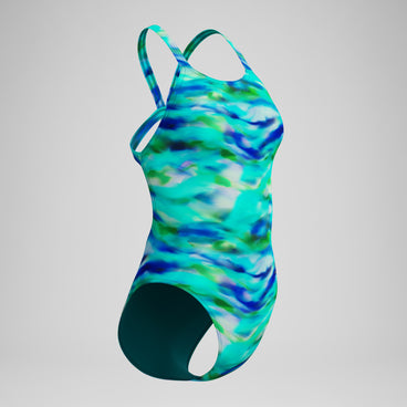 Women's Allover Leaderback Swimsuit Sunset Grove/Green