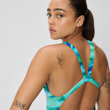 Women's Allover Leaderback Swimsuit Sunset Grove/Green