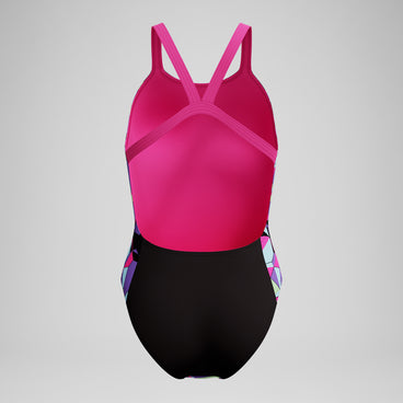 Women's Club Training Printed Leaderback Swimsuit Black/Pink