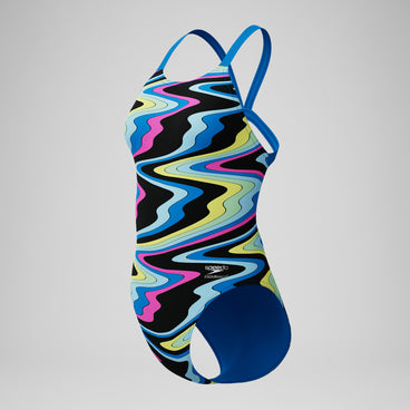 Women's Club Training Printed Leaderback One Piece Black/Blue