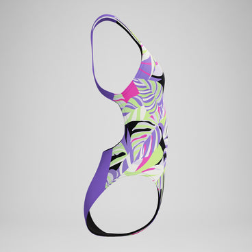 Women's Club Training Printed Powerback One Piece Purple/Yellow