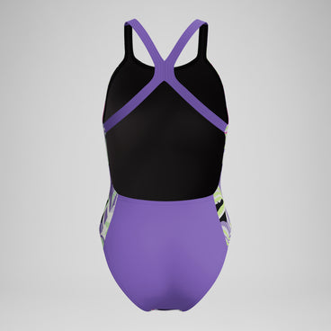 Women's Club Training Printed Powerback One Piece Purple/Yellow